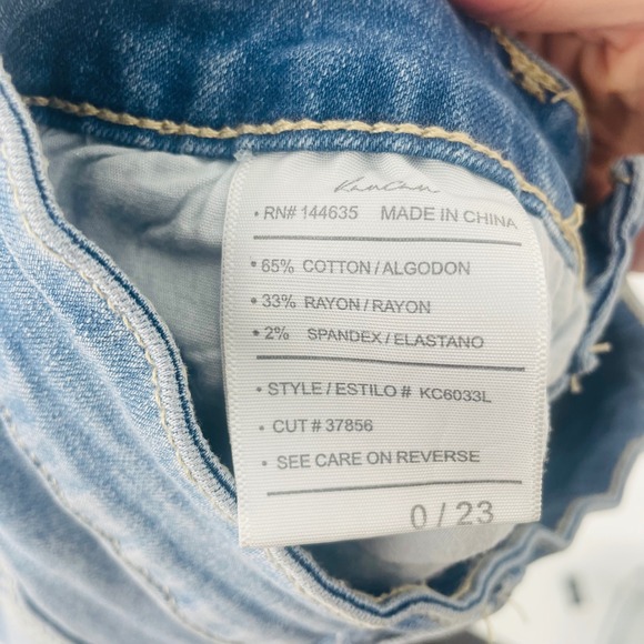 KanCan Distressed Denim Micro Shorts Frayed Hem Blue Size 0 Y2K Style Mini - Picture 8 of 8